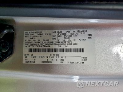 Zdjęcie 12 z 12 samochodu: 2018 FORD F150 SUPER CAB VIN:1FTEX1CP5JKF28414 - miniatura