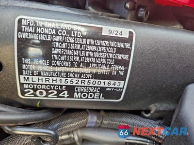 Zdjęcie 9 z 9 samochodu: 2024 HONDA CBR650 R VIN:MLHRH1552R5001643 - miniatura
