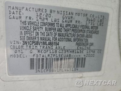 Zdjęcie 12 z 13 samochodu: 2021 NISSAN KICKS S VIN:3N1CP5BV1ML465154 - miniatura