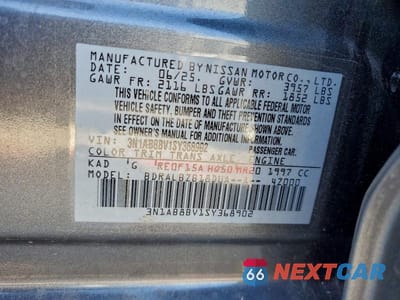 Zdjęcie 12 z 12 samochodu: 2025 NISSAN SENTRA S VIN:3N1AB8BV1SY368902 - miniatura