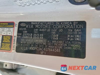 Zdjęcie 14 z 14 samochodu: 2016 KIA SPORTAGE EX VIN:KNDPC3AC4G7844348 - miniatura
