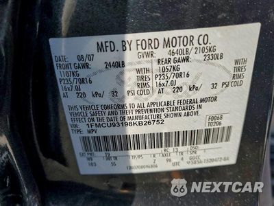 Zdjęcie 13 z 13 samochodu: 2008 FORD ESCAPE XLT VIN:1FMCU93198KB26752 - miniatura