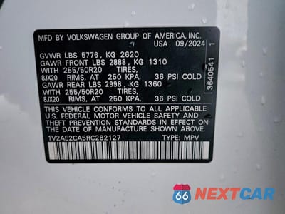 Zdjęcie 13 z 13 samochodu: 2024 VOLKSWAGEN ATLAS CROSS SPORT SEL R-LINE VIN:1V2AE2CA5RC262127 - miniatura
