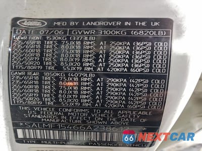 Zdjęcie 14 z 14 samochodu: 2006 LAND ROVER RANGE ROVER HSE VIN:SALMF15466A238612 - miniatura