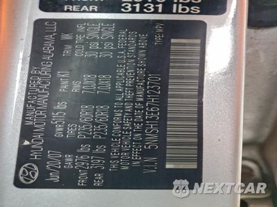 Zdjęcie 13 z 13 samochodu: 2007 HYUNDAI SANTA FE SE VIN:5NMSH13E67H123701 - miniatura