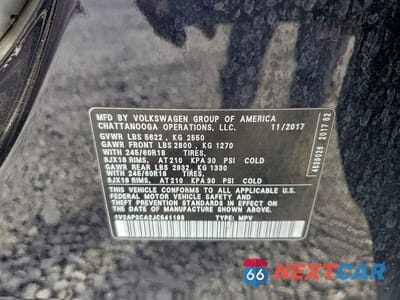 Zdjęcie 13 z 13 samochodu: 2018 VOLKSWAGEN ATLAS S VIN:1V2AP2CA2JC541193 - miniatura