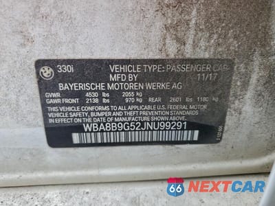 Zdjęcie 12 z 12 samochodu: 2018 BMW 330 I VIN:WBA8B9G52JNU99291 - miniatura
