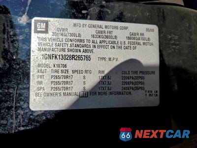 Zdjęcie 14 z 14 samochodu: 2008 CHEVROLET TAHOE K1500 VIN:1GNFK13028R265765 - miniatura