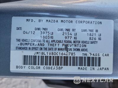 Zdjęcie 12 z 12 samochodu: 2012 MAZDA 3 I VIN:JM1BL1V80C1642785 - miniatura