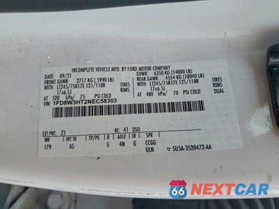 Zdjęcie 12 z 12 samochodu: 2022 FORD F350 SUPER DUTY VIN:1FD8W3HT2NEC58303 - miniatura