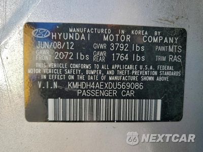 Zdjęcie 12 z 14 samochodu: 2013 HYUNDAI ELANTRA GLS VIN:KMHDH4AEXDU569086 - miniatura