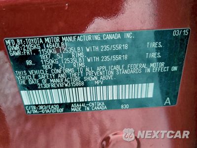 Zdjęcie 12 z 14 samochodu: 2015 TOYOTA RAV4 LIMITED VIN:2T3DFREVXFW315868 - miniatura