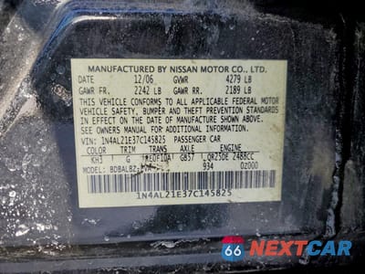 Zdjęcie 12 z 12 samochodu: 2007 NISSAN ALTIMA 2.5 VIN:1N4AL21E37C145825 - miniatura