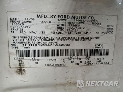 Zdjęcie 12 z 12 samochodu: 2007 FORD F150 VIN:1FTRX12W47FA42933 - miniatura