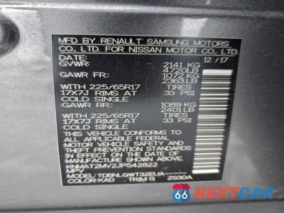 Zdjęcie 14 z 14 samochodu: 2018 NISSAN ROGUE S VIN:KNMAT2MV2JP542822 - miniatura