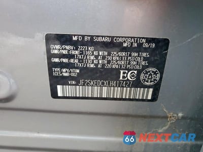 Zdjęcie 14 z 14 samochodu: 2020 SUBARU FORESTER PREMIUM VIN:JF2SKEDCXLH417427 - miniatura