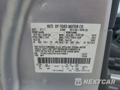 Zdjęcie 13 z 13 samochodu: 2012 FORD ESCAPE XLT VIN:1FMCU0D79CKA19661 - miniatura