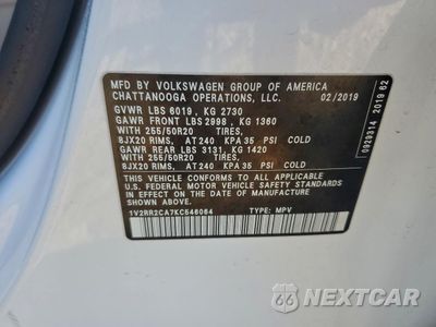 Zdjęcie 13 z 13 samochodu: 2019 VOLKSWAGEN ATLAS SEL VIN:1V2RR2CA7KC546064 - miniatura