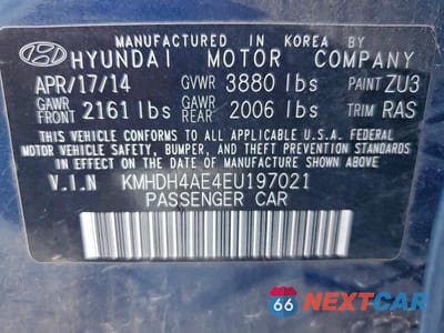 Zdjęcie 12 z 12 samochodu: 2014 HYUNDAI ELANTRA SE VIN:KMHDH4AE4EU197021 - miniatura