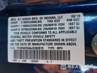 Zdjęcie 14 z 14 samochodu: 2018 HONDA CR-V EXL VIN:7FARW2H84JE092815 - miniatura