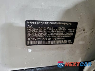 Zdjęcie 12 z 12 samochodu: 2021 BMW X3 XDRIVE30I VIN:5UXTY5C05M9E81199 - miniatura