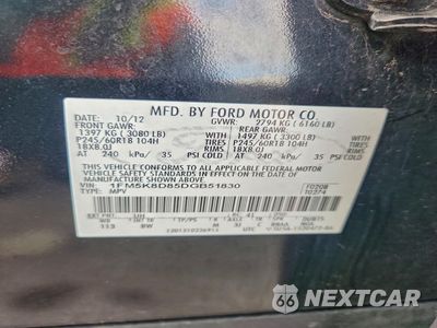 Zdjęcie 13 z 13 samochodu: 2013 FORD EXPLORER XLT VIN:1FM5K8D85DGB51830 - miniatura
