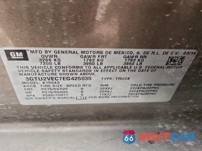 Zdjęcie 12 z 12 samochodu: 2014 GMC SIERRA K1500 SLT VIN:3GTU2VEC7EG425035 - miniatura