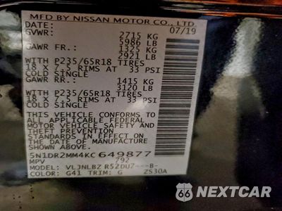 Zdjęcie 13 z 16 samochodu: 2019 NISSAN PATHFINDER S VIN:5N1DR2MM4KC649877 - miniatura