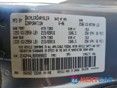 Zdjęcie 13 z 13 samochodu: 2006 DODGE GRAND CARAVAN SXT VIN:2D4GP44L96R909023 - miniatura