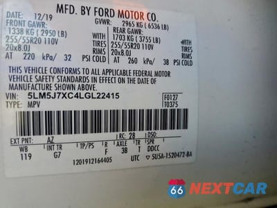 Zdjęcie 14 z 14 samochodu: 2020 LINCOLN AVIATOR RESERVE VIN:5LM5J7XC4LGL22415 - miniatura