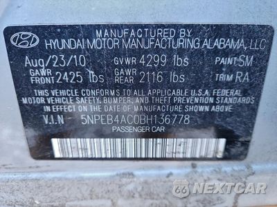 Zdjęcie 12 z 14 samochodu: 2011 HYUNDAI SONATA GLS VIN:5NPEB4AC0BH136778 - miniatura