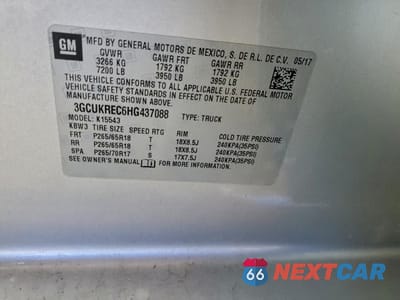 Zdjęcie 12 z 12 samochodu: 2017 CHEVROLET SILVERADO K1500 LT VIN:3GCUKREC6HG437088 - miniatura