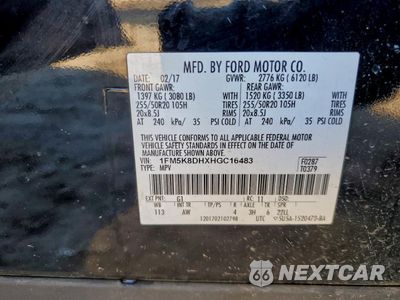 Zdjęcie 13 z 13 samochodu: 2017 FORD EXPLORER XLT VIN:1FM5K8DHXHGC16483 - miniatura