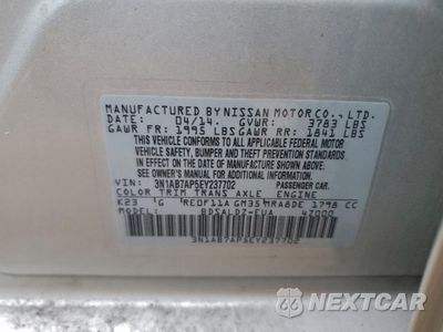 Zdjęcie 12 z 12 samochodu: 2014 NISSAN SENTRA S VIN:3N1AB7AP5EY237702 - miniatura