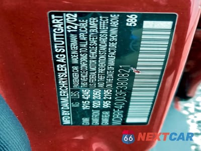 Zdjęcie 12 z 14 samochodu: 2003 MERCEDES-BENZ C 230K SPORT SEDAN VIN:WDBRF40J03F380821 - miniatura