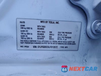 Zdjęcie 37 z 39 samochodu: 2020 TESLA MODEL Y VIN:5YJYGDEE5LF012872 - miniatura
