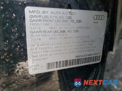 Zdjęcie 13 z 13 samochodu: 2021 AUDI Q3 PREMIUM 40 VIN:WA1AUCF38M1095218 - miniatura