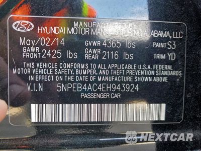 Zdjęcie 12 z 14 samochodu: 2014 HYUNDAI SONATA GLS VIN:5NPEB4AC4EH943924 - miniatura