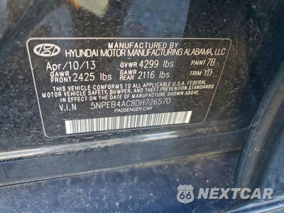 Zdjęcie 12 z 14 samochodu: 2013 HYUNDAI SONATA GLS VIN:5NPEB4AC8DH726570 - miniatura