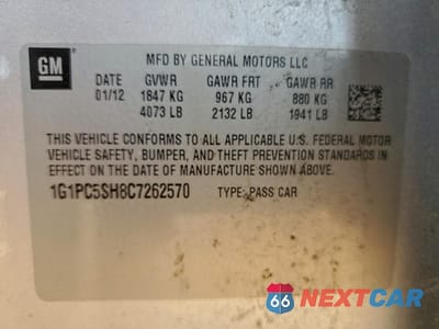 Zdjęcie 13 z 14 samochodu: 2012 CHEVROLET CRUZE LS VIN:1G1PC5SH8C7262570 - miniatura