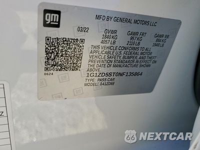 Zdjęcie 13 z 14 samochodu: 2022 CHEVROLET MALIBU LT VIN:1G1ZD5ST0NF135864 - miniatura