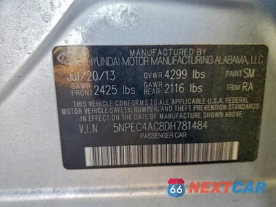 Zdjęcie 12 z 12 samochodu: 2013 HYUNDAI SONATA SE VIN:5NPEC4AC8DH781484 - miniatura