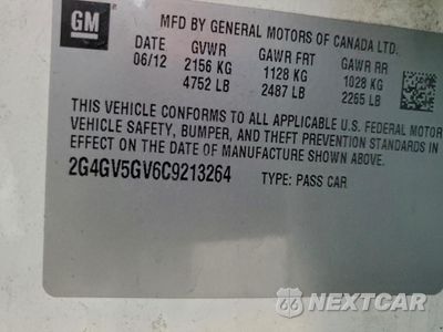 Zdjęcie 14 z 14 samochodu: 2012 BUICK REGAL GS VIN:2G4GV5GV6C9213264 - miniatura