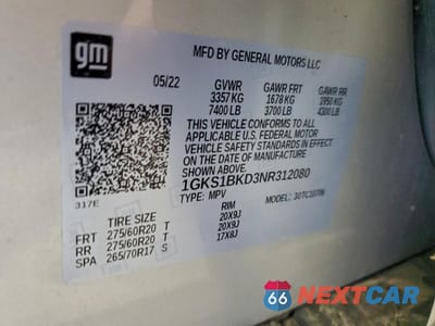 Zdjęcie 13 z 16 samochodu: 2022 GMC YUKON SLT VIN:1GKS1BKD3NR312080 - miniatura