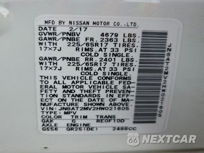 Zdjęcie 12 z 13 samochodu: 2017 NISSAN ROGUE S VIN:JN8AT2MV2HW021605 - miniatura