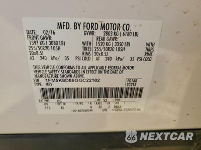 Zdjęcie 13 z 14 samochodu: 2016 FORD EXPLORER XLT VIN:1FM5K8D86GGC22182 - miniatura