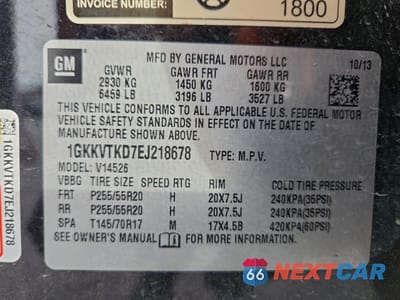 Zdjęcie 13 z 13 samochodu: 2014 GMC ACADIA DENALI VIN:1GKKVTKD7EJ218678 - miniatura