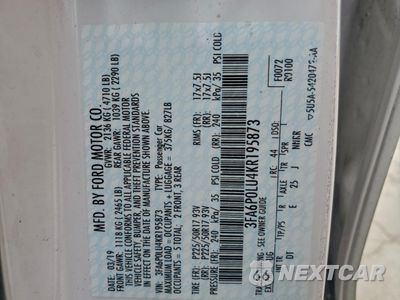 Zdjęcie 12 z 13 samochodu: 2019 FORD FUSION SE VIN:3FA6P0LU4KR195873 - miniatura