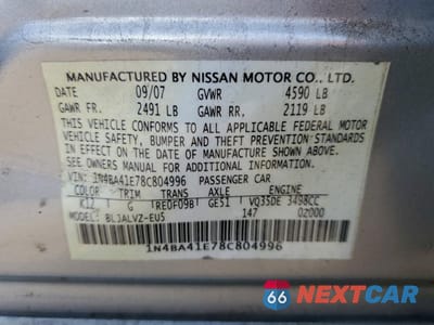 Zdjęcie 12 z 13 samochodu: 2008 NISSAN MAXIMA SE VIN:1N4BA41E78C804996 - miniatura