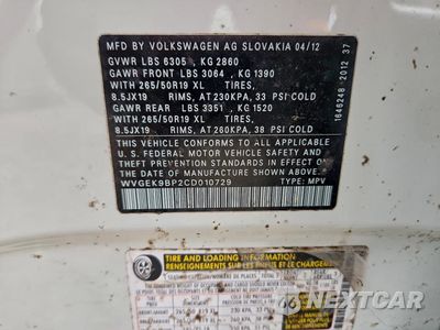 Zdjęcie 14 z 14 samochodu: 2012 VOLKSWAGEN TOUAREG V6 TDI VIN:WVGEK9BP2CD010729 - miniatura